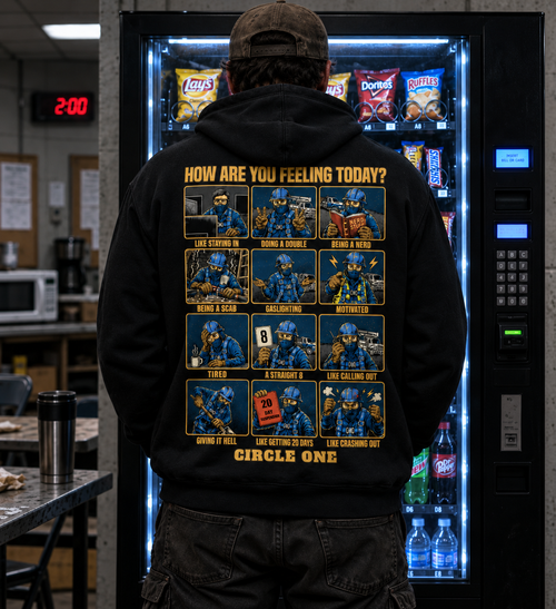 How Are You Feeling Hoodie — worn, back print